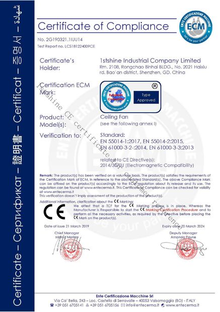 الصين 1stshine Industrial Company Limited الشهادات