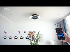 مروحة غرفة النوم بدون شفرة مع RGB Light Smart APP أسود حديث صغير الحجم متعدد الألوان