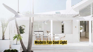 مروحة سقف حديثة بيضاء مقاس 52 بوصة مزودة بإضاءة LED