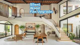 مروحة سقف من الخشب الأسود مقاس 52 بوصة، محرك بتيار مستمر صامت