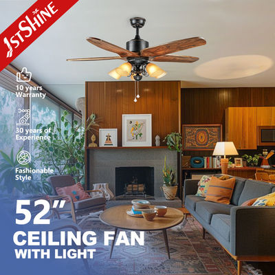 سعر جيد OEM توفير الطاقة سحب التبديل مروحة سقف مع 5 شفرات خشبية الانترنت