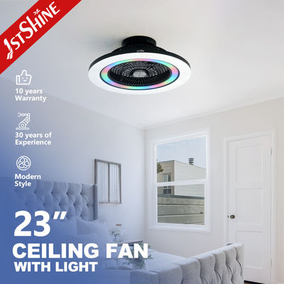 سعر جيد مروحة السقف بدون شفرة 23 بوصة مع مصدر DC RGB الضوء والتحكم عن بعد لغرفة النوم الانترنت