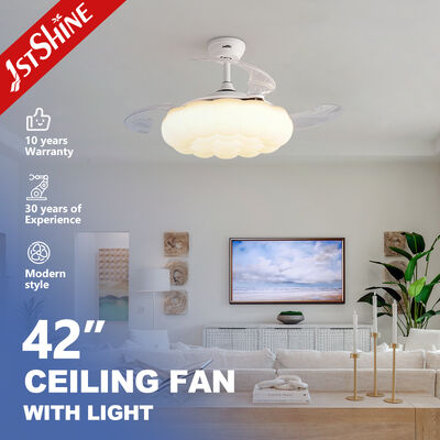 جودة 42 Inch Retractable Ceiling Fan Light with Dimmable LED Light and Silent DC Motor مصنع